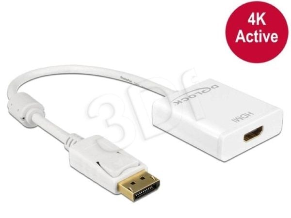Delock Adapter Displayport 1.2 male > HDMI female 4K Active - Videokonverter - Parade PS171 - DisplayPort - HDMI - hvit - løsvekt