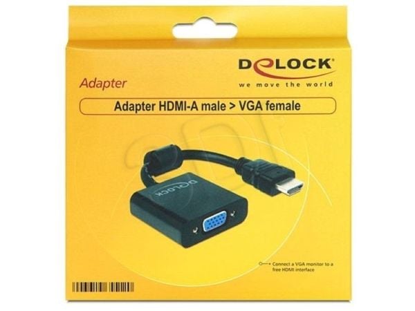 Delock - Video adapter - HD-15 (VGA) hunn til HDMI hann - 25.5 cm - svart