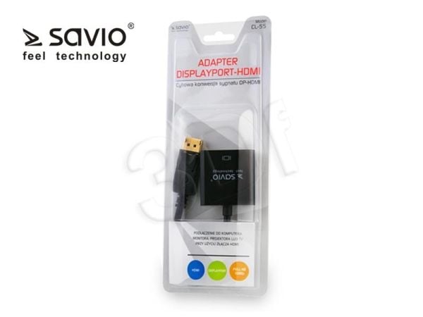 Savio CL-55, 0,2 m, DisplayPort, HDMI-tyyppi A (vakio), Uros, Naaras, Musta