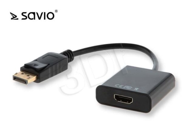 Savio CL-55, 0,2 m, DisplayPort, HDMI-tyyppi A (vakio), Uros, Naaras, Musta