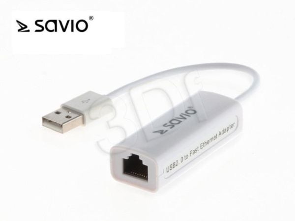 SAVIO CL-24 - Nettverksadapter - USB 2.0 - 10/100 Ethernet x 1 - hvit