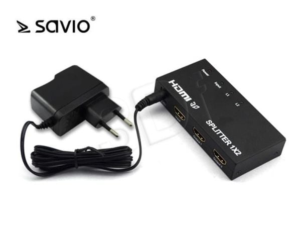 SAVIO CL-42 1x2 HDMI Splitter - Video/audiosplitter - 2 x HDMI - skrivbordsmodell
