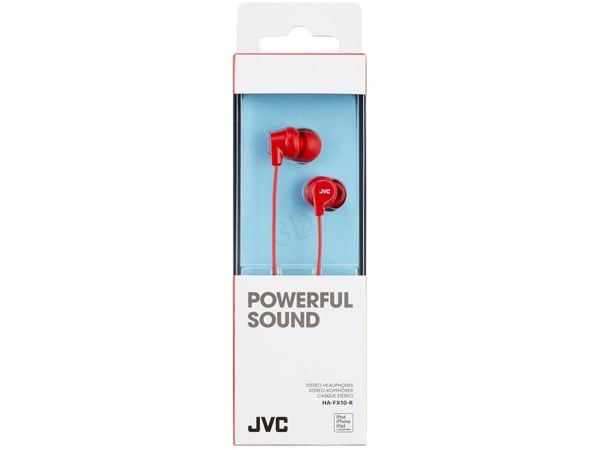 JVC HA-FX10-R-E, Kabel, 8 - 23000 hz, Musik, 3,3 g, Hörlurar, Röd