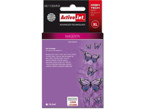 ActiveJet AB-1100MNX Supreme - 19.5 ml - XL-størrelse - magenta - kompatibel - blekkpatron (alternativ for: Brother LC1100M, Brother LC980M) - for ...