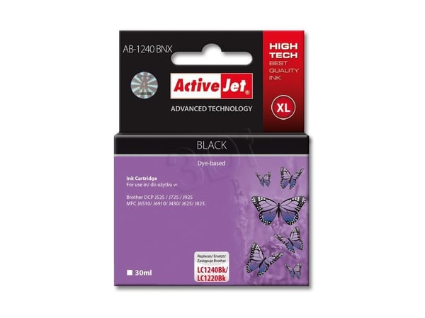 Activejet AB-1240BNX, Høyt (XL) utbytte, Sort, Pigmentbasert blekk, 30 ml, 1 stykker, Enkeltpakke