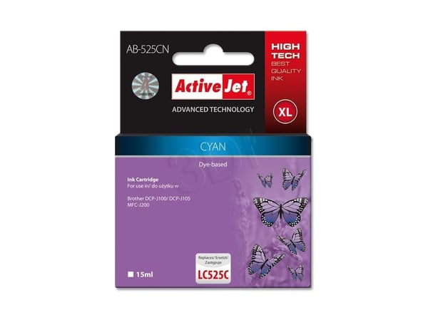 Activejet AB-525CN, Høyt (XL) utbytte, Fargestoffbasert blekk, 15 ml, 1 stykker, Enkeltpakke