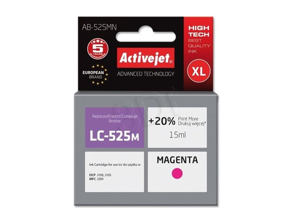 Activejet AB-525MN, Høyt (XL) utbytte, Fargestoffbasert blekk, 15 ml, 1 stykker, Enkeltpakke