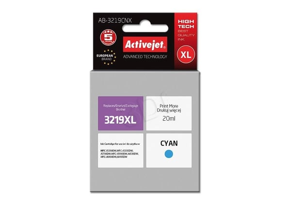 Activejet AB-3219CNX, Korkea (XL) värintuotto, Syaani, Väripohjainen muste, 20 ml, 1 kpl, Kertapakkaus