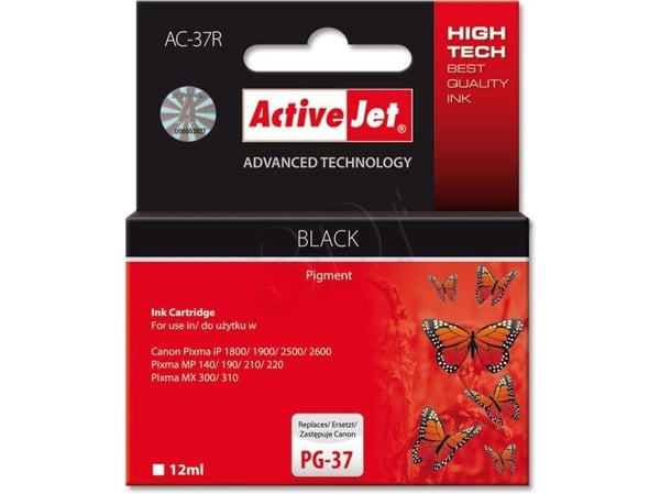 Activejet AC-37R, Korkea (XL) värintuotto, Musta, Väriainepohjainen muste, 12 ml, 1 kpl, Kertapakkaus