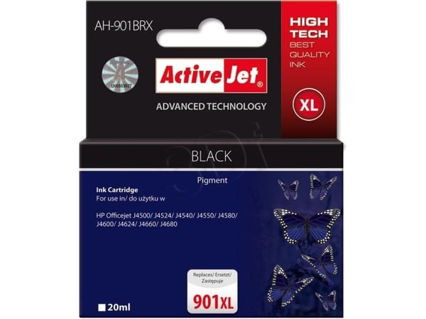 Activejet AH-901BRX, Hög (XL) avkastning, Svart, Pigmentbaserat bläck, 20 ml, 1 styck, Enpack