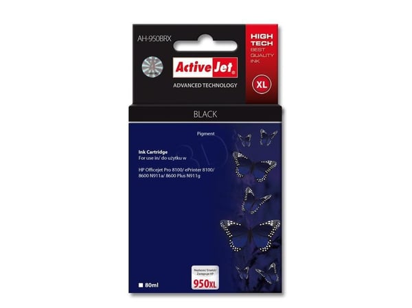 Activejet AH-950BRX, Høyt (XL) utbytte, Sort, Pigmentbasert blekk, 80 ml, 1 stykker, Enkeltpakke