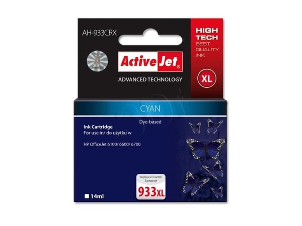Activejet AH-933CRX, Compatible, Cyan, HP, HP Officejet Pro: 6100, 6600, 6700, 7110, 7610, 7612., 1 styck, Bläckstråleutskrift