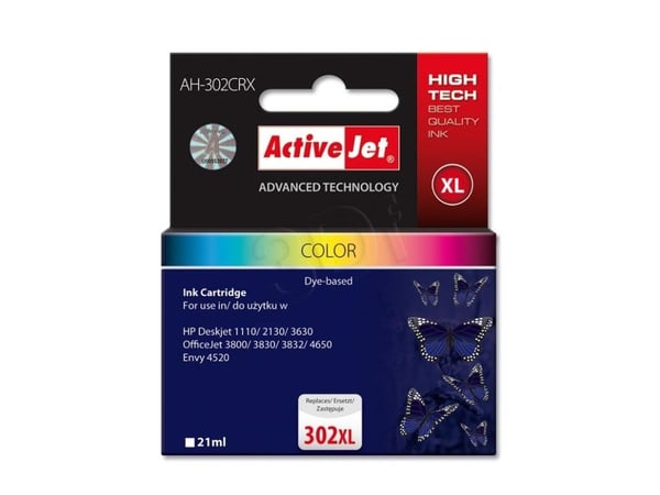 Activejet AH-302CRX (erstatning for HP 302XL F6U67AE; Premium; 21 ml; farge)