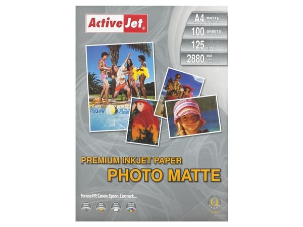 Activejet AP4-125M100, Hvit, Matte, 125 g/m², Blekkdyse, A4, 21x29.7 cm