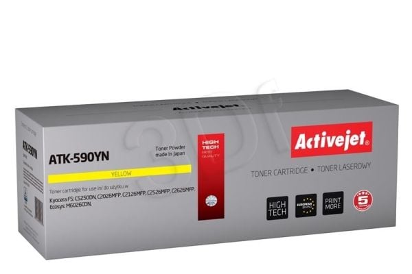 Activejet värikasetti ATK-590YN (Kyocera korvaava TK-590Y; Supreme; 5000 sivua; keltainen), 5000 sivua, Keltainen, 1 kpl