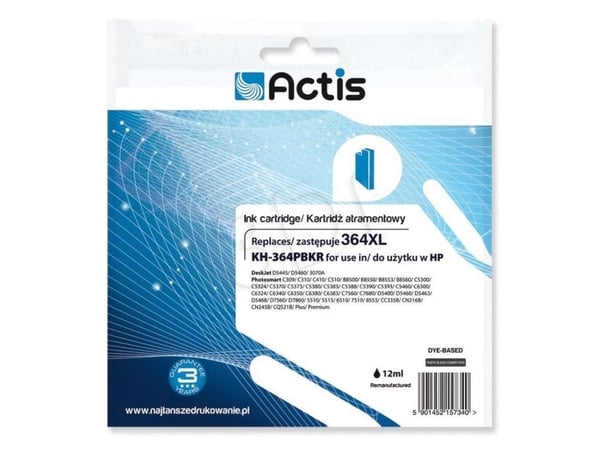 Actis KH-364PBKR, Standard utskriftsproduksjon, Pigmentbasert blekk, 12 ml, 1 stykker, Enkeltpakke