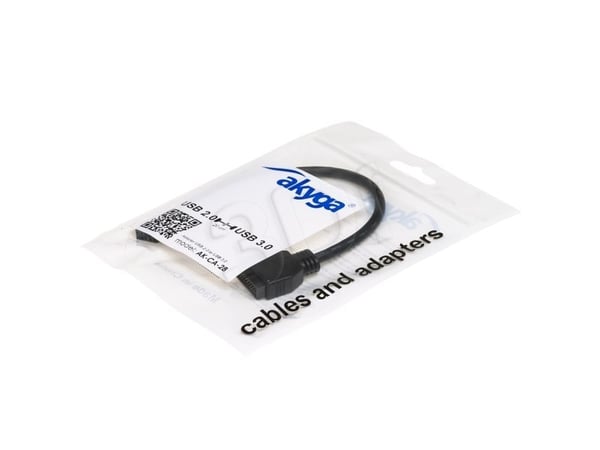 Akyga - Intern USB-adapter - 20-pins USB 3.0-plugg (hann) til 10-pins USB-kontakt (hunn) - 20 cm - grå
