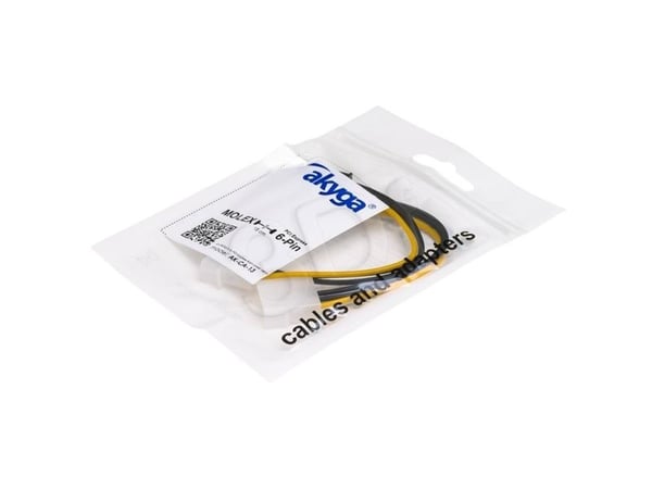 Akyga - Strømadapter - 6-pins PCIe-strøm (hann) til 4-pins intern strøm (12V) (hunn) - 15 cm