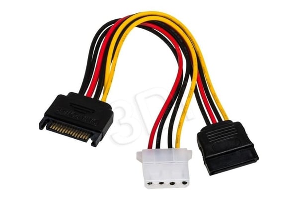 Akyga - Strømadapter - SATA-strøm (hann) til 4-pin intern strøm, SATA-strøm (hunn) - 15 cm
