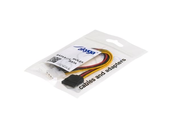 Akyga - Strømadapter - SATA-strøm (hann) til 4-pin intern strøm, SATA-strøm (hunn) - 15 cm