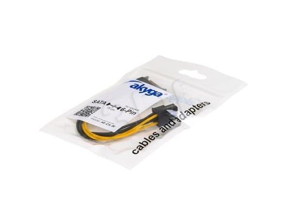 Akyga - Strømadapter - 6-pins PCIe-strøm (hunn) til SATA-strøm (hann) - 15 cm