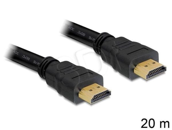 Delock High Speed HDMI with Ethernet - HDMI-kabel med Ethernet - HDMI hann til HDMI hann - 20 m - svart