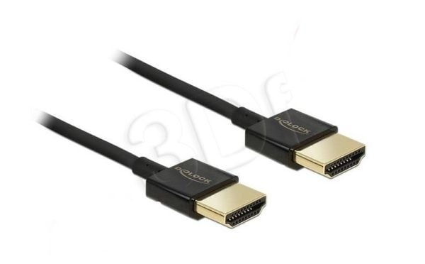 DeLock Slim Premium - Video/lyd/nettverkskabel - 36 AWG - HDMI, 19-pinners (M) - HDMI, 19-pins (M) - 2 m - Trippel isolasjon - Svart (84773)