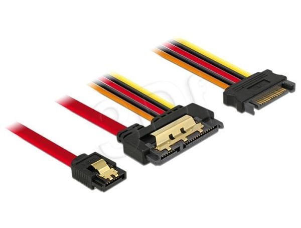 Delock - SATA-kabel - Serial ATA 150/300/600 - SATA-kombo (R) til SATA, SATA-strøm - 30 cm - låst
