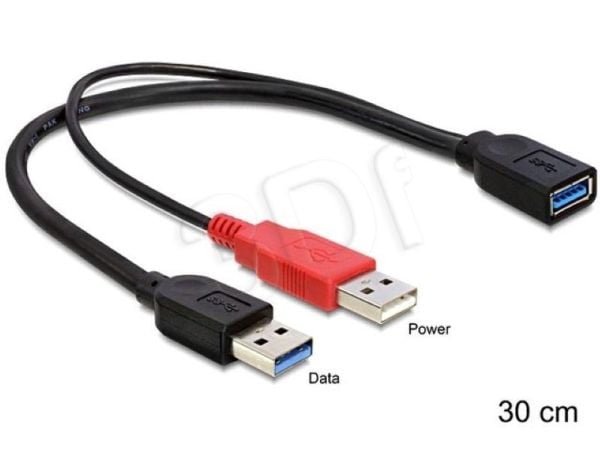 Delock - USB-kabel - USB-type A (hunn) til USB (kun strøm), USB-type A (hann) - USB 3.0 - 30 cm