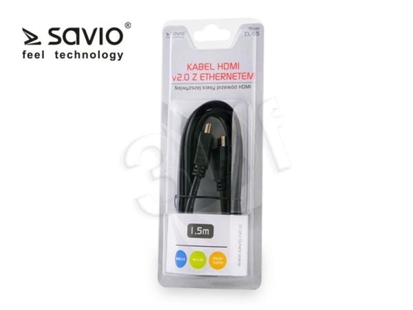 SAVIO CL-95 - HDMI-kabel med Ethernet - HDMI hann til HDMI hann - 1.5 m - svart - 4K-støtte