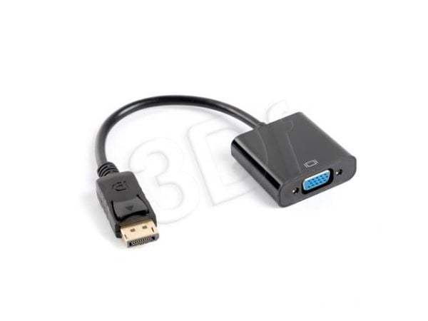 Lanberg - Video adapter - DisplayPort (hann) til HD-15 (VGA) (hunn) - DisplayPort 1.1a - 20 cm - svart