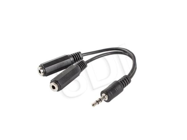 Lanberg - Hodetelefonsplitter - 4-polsminijakk hann til mini-phone stereo 3.5 mm hunn - 10 cm - svart
