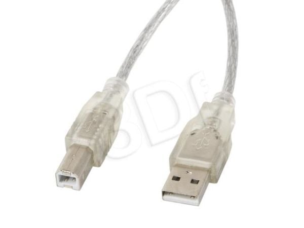 Lanberg CA-USBA-12CC-0030-TR, 3 m, USB A, USB B, USB 2.0, 0,48 Gbit/s, Läpinäkyvä