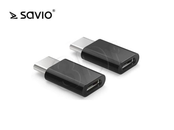 SAVIO AK-31/B - USB-adapter - USB-C (hane) till mikro-USB typ B (hona) - svart