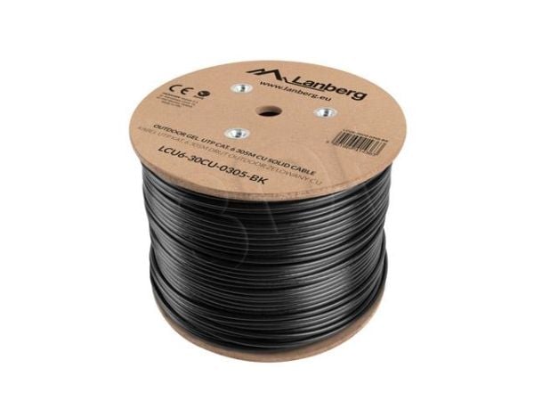 Lanberg - Bulkkabel - 305 m - UTP - CAT 6 - utomhus, solid - svart, RAL 9004