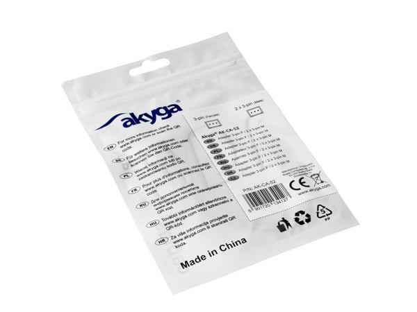 Akyga - Strömdelare - 3 PIN intern effekt (hona) till 3 PIN intern effekt (hane) - 15 cm