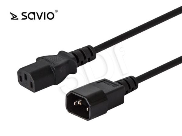 SAVIO CL-99 - Jatkojohto verkkovirralle - IEC 60320 C14 - IEC 60320 C13 - 250 V - 10 A - 1,2 m - musta