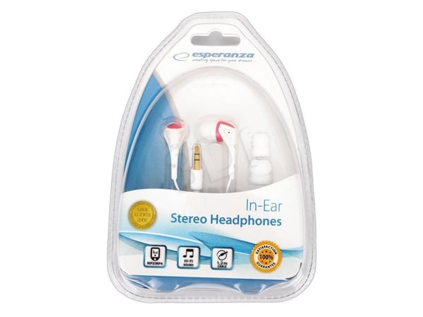 Esperanza EH127 - Ørepropper - i øret - kablet - 3,5 mm jakk - hvit, rosa