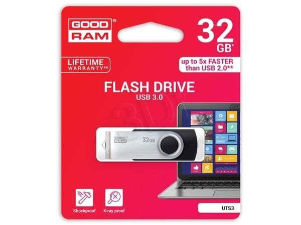 GOODRAM UTS3 - USB flash-enhet - 32 GB - USB 3.1 Gen 1 - svart
