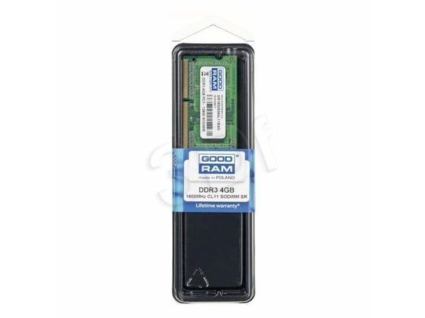 GOODRAM - DDR3 - modul - 4 GB - SO DIMM 204-pin - 1600 MHz / PC3-12800 - CL11 - ikke-bufret - ikke-ECC