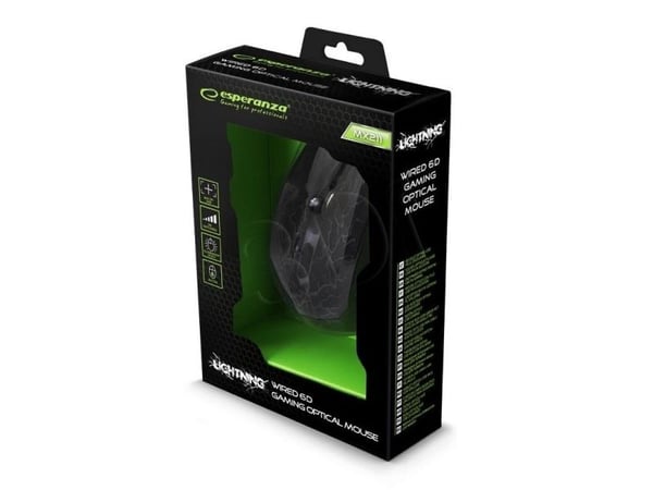 Esperanza MX211 LIGHTNING - Mus - høyrehendt - optisk - 6 knapper - kablet - USB