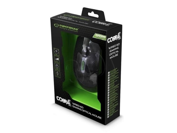 Esperanza MX207 COBRA - Mus - høyrehendt - optisk - 6 knapper - kablet - USB - grønn