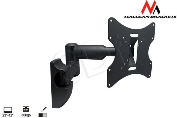 Maclean MC-503A B - Monteringssett (monteringsarm for enkeltskjerm) - for LCD-skjerm - metall - svart - skjermstørrelse: 23"-42" - veggmonterbar