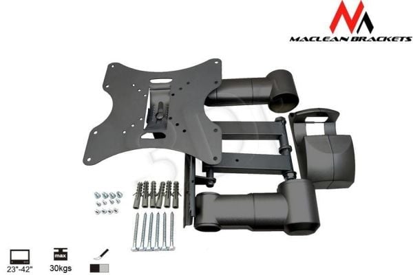 Maclean MC-503A B - Monteringssett (monteringsarm for enkeltskjerm) - for LCD-skjerm - metall - svart - skjermstørrelse: 23"-42" - veggmonterbar