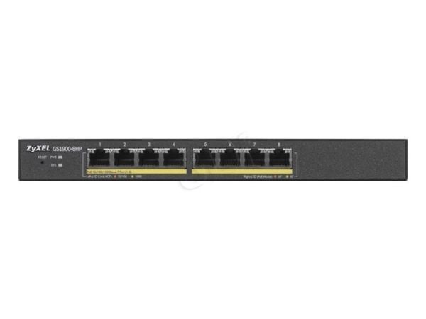 Zyxel GS1900-8HP - Switch - smart - 8 x 10/100/1000 (PoE+) - stasjonær, veggmonterbar - PoE+ (70 W)