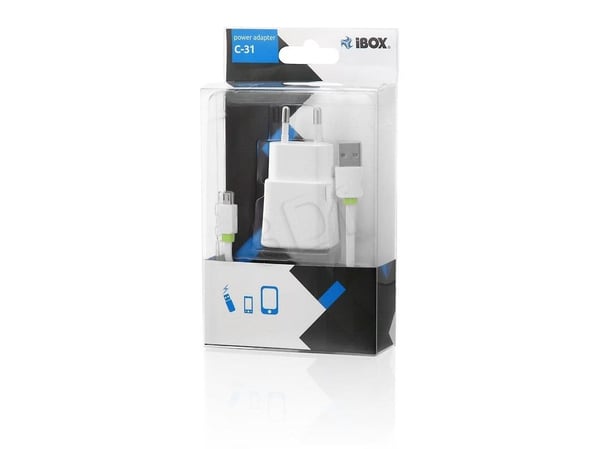 iBOX C-31 - Strømadapter - 2 A (USB) - på kabel: Micro-USB