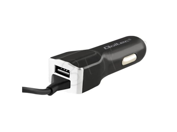 Qoltec - Bilstrømadapter - 17 watt - 3.4 A - 2 utgangskontakter (USB, Micro-USB type B) - svart