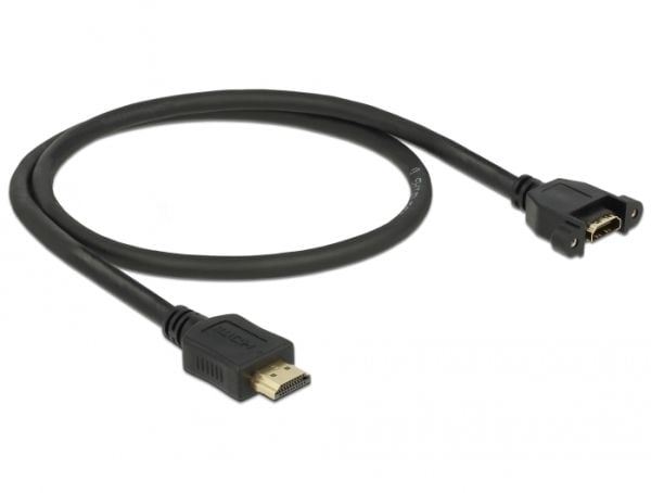 Delock - HDMI-forlengelseskabel med Ethernet - HDMI hann til HDMI hunn skrubar - 50 cm - svart - 4K-støtte