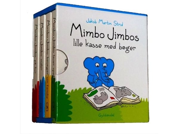Mimbo Jimbo sin lille kasse med bøker | Jakob Martin Strid | Språk: Dansk