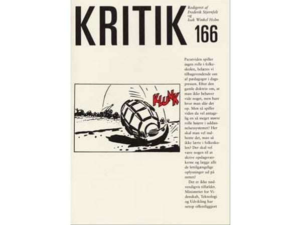 Kritikk nr. 166 | Isak Winkel Holm; Frederik Stjernfelt | Språk: Dansk